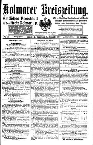 Kolmarer Kreiszeitung vom 27.09.1917