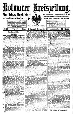 Kolmarer Kreiszeitung vom 29.09.1917