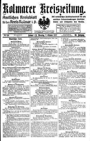 Kolmarer Kreiszeitung vom 02.10.1917