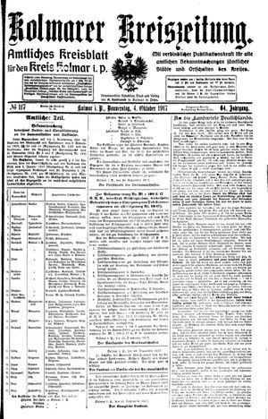 Kolmarer Kreiszeitung vom 04.10.1917