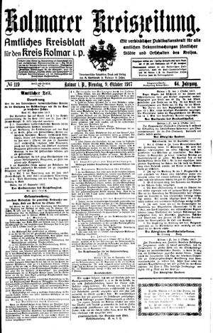 Kolmarer Kreiszeitung vom 09.10.1917