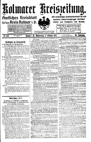 Kolmarer Kreiszeitung vom 11.10.1917