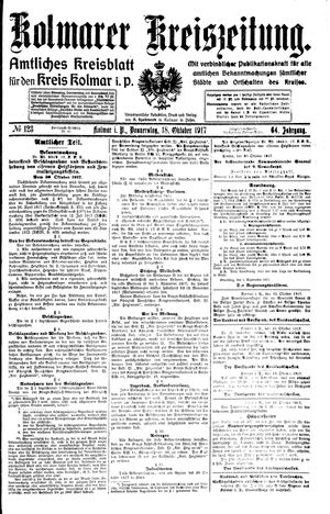 Kolmarer Kreiszeitung vom 18.10.1917
