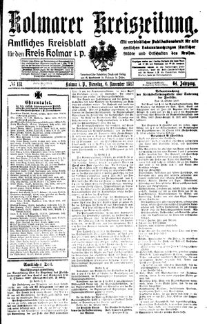 Kolmarer Kreiszeitung vom 06.11.1917