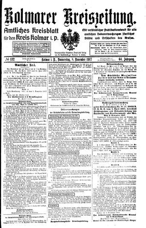 Kolmarer Kreiszeitung vom 08.11.1917