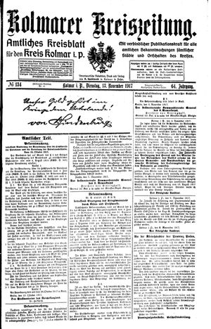 Kolmarer Kreiszeitung vom 13.11.1917