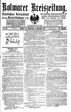 Kolmarer Kreiszeitung vom 15.11.1917