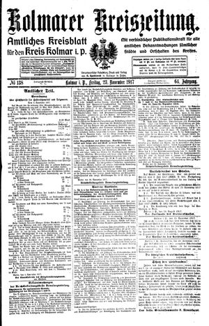 Kolmarer Kreiszeitung vom 23.11.1917