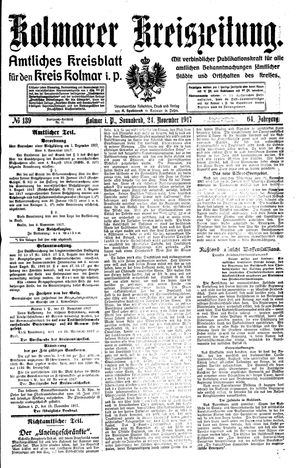 Kolmarer Kreiszeitung vom 24.11.1917
