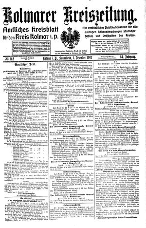 Kolmarer Kreiszeitung vom 01.12.1917