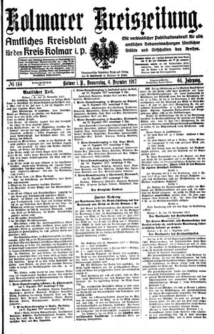Kolmarer Kreiszeitung vom 06.12.1917