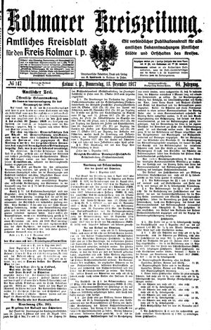 Kolmarer Kreiszeitung vom 13.12.1917