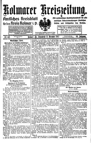 Kolmarer Kreiszeitung vom 15.12.1917