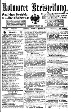 Kolmarer Kreiszeitung vom 18.12.1917