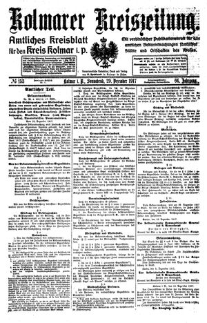 Kolmarer Kreiszeitung vom 29.12.1917