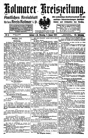 Kolmarer Kreiszeitung vom 08.01.1918