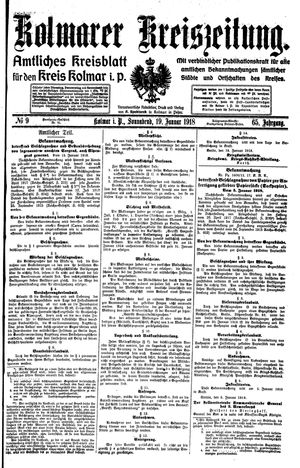 Kolmarer Kreiszeitung vom 19.01.1918