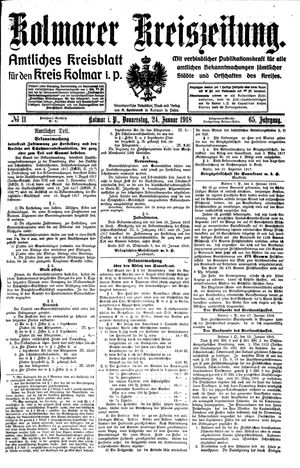 Kolmarer Kreiszeitung vom 24.01.1918