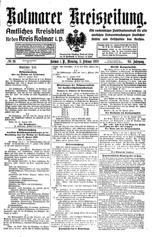 Kolmarer Kreiszeitung vom 05.02.1918