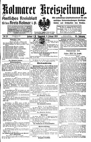 Kolmarer Kreiszeitung vom 09.02.1918