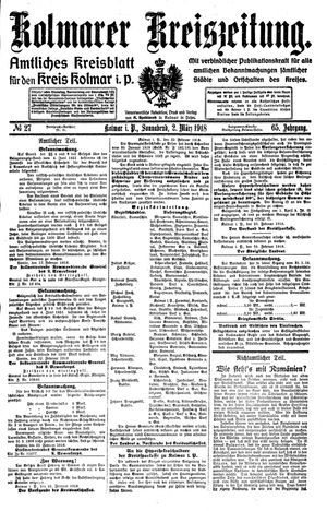 Kolmarer Kreiszeitung vom 02.03.1918