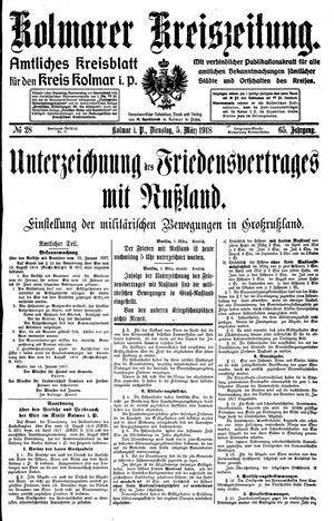 Kolmarer Kreiszeitung on Mar 5, 1918