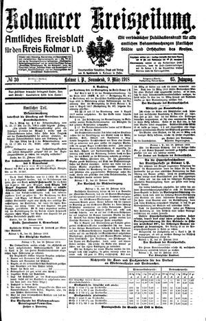 Kolmarer Kreiszeitung vom 09.03.1918