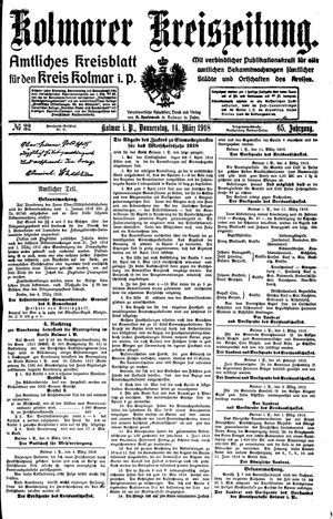 Kolmarer Kreiszeitung vom 14.03.1918