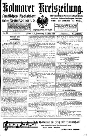 Kolmarer Kreiszeitung vom 21.03.1918