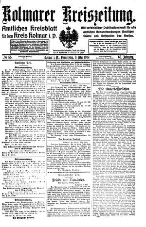 Kolmarer Kreiszeitung vom 09.05.1918