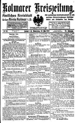 Kolmarer Kreiszeitung vom 30.05.1918