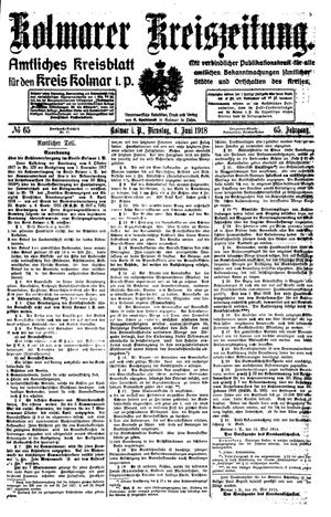 Kolmarer Kreiszeitung vom 04.06.1918