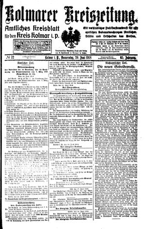 Kolmarer Kreiszeitung on Jun 20, 1918