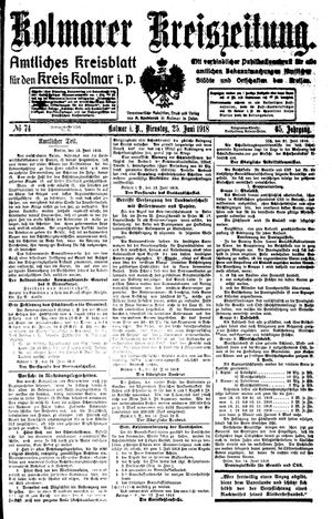 Kolmarer Kreiszeitung vom 25.06.1918