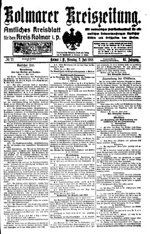 Kolmarer Kreiszeitung vom 02.07.1918