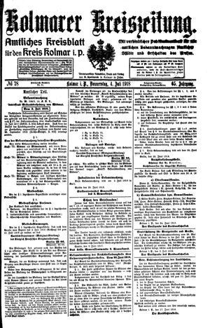 Kolmarer Kreiszeitung vom 04.07.1918