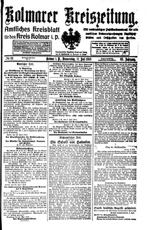 Kolmarer Kreiszeitung vom 11.07.1918