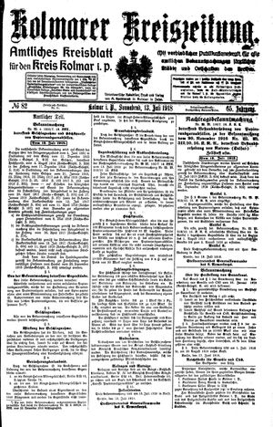 Kolmarer Kreiszeitung vom 13.07.1918