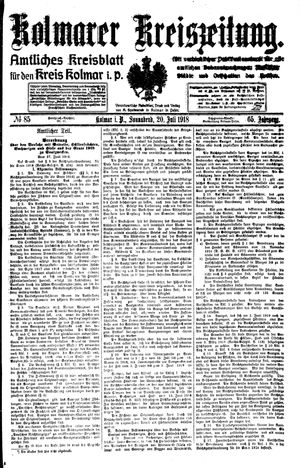 Kolmarer Kreiszeitung vom 20.07.1918