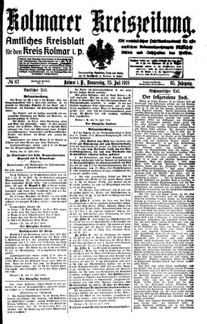 Kolmarer Kreiszeitung vom 25.07.1918