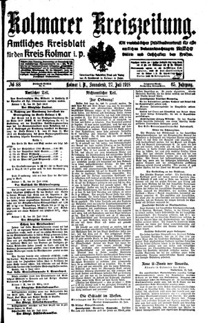 Kolmarer Kreiszeitung vom 27.07.1918