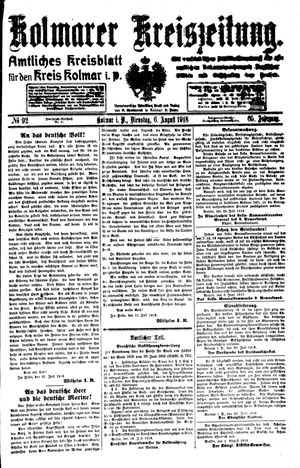 Kolmarer Kreiszeitung vom 06.08.1918
