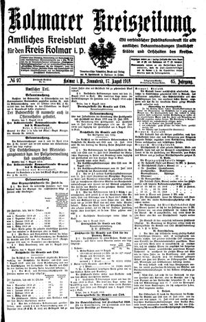 Kolmarer Kreiszeitung vom 17.08.1918