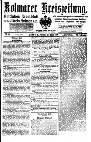Kolmarer Kreiszeitung vom 20.08.1918