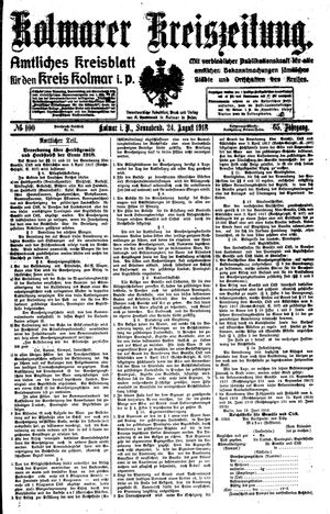 Kolmarer Kreiszeitung vom 24.08.1918