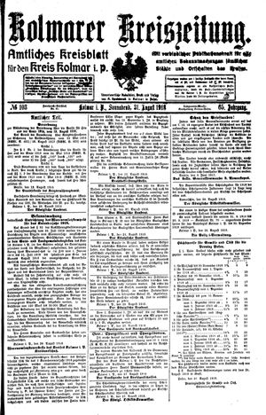 Kolmarer Kreiszeitung vom 31.08.1918