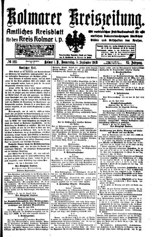 Kolmarer Kreiszeitung vom 05.09.1918