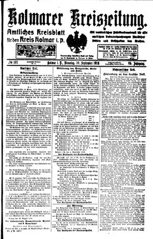 Kolmarer Kreiszeitung vom 10.09.1918