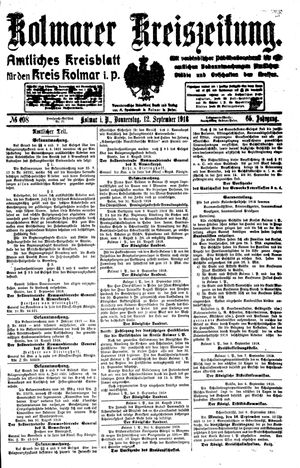 Kolmarer Kreiszeitung vom 12.09.1918