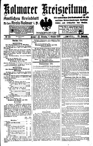 Kolmarer Kreiszeitung vom 08.10.1918